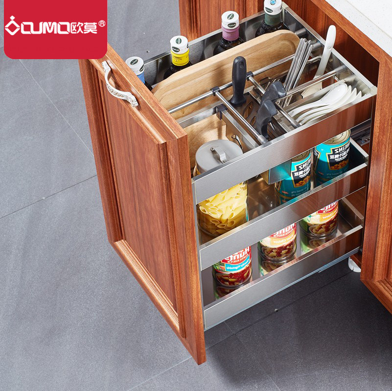 Euromopumping 304 stainless steel seasoning pull basket kitchen integral cabinet pull basket seasoning pull basket Damp Bowl and Saucer Basket