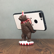 Creative mobile phone stand simulation brown bear lazy support frame Cartoon three-dimensional decoration Boyfriend Girlfriend birthday gift