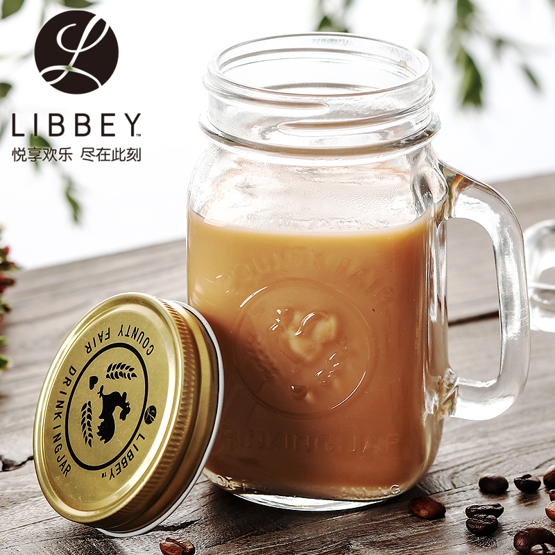 Libbey Libi Belt with glass cup transparent with cover cold Drinking cup Milk Juice Cup Creative Rooster Cup 488ml