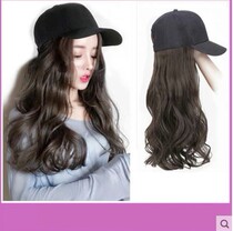 Real Hair Wig Woman Long Hair Hat All-female Summer Big Wave Hair Headgear With Fake Hairs Cap Subreddit Red
