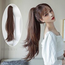 Real Hair Horse Tail Wig Woman Long Hair Tail Micro Roll Strap Style Grip Clip Style Long Straight Hair High Ponytail Wig