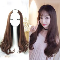 Wig woman long curly hair Type U half headgear Real Hair Straight Hair Large Wave Invisible no marks Long hair fluffy Nature realistic