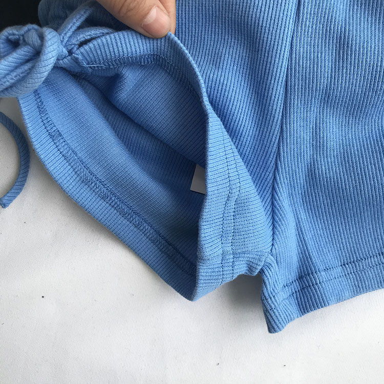 Châu Âu và Hoa Kỳ phụ nữ mới dây rút eo cao là sợi mỏng dệt kim cotton túi chặt hông quần short thể dục - Cộng với kích thước quần áo áo thun tay dài nữ
