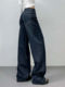 2025 American Street Photography Retro Dark Blue Loose Straight Jeans Retro Wide Legs Slim Fashionable Trousers for Women