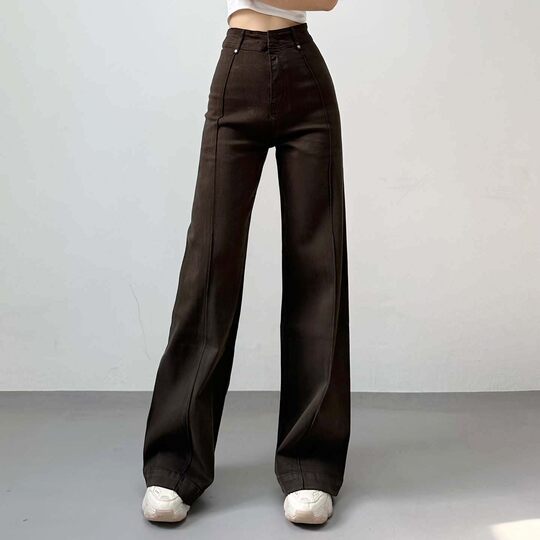 2026 New Ultra High Waist Stitched Loose Straight Wide Leg Jeans Slimming Versatile Stretch Mild Pants Women