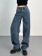 2025 New American Washed Loose Wide Leg Scimitar Jeans Women's Retro Slim Curved Pants Trendy Trousers