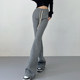 European and American style elastic high-waisted streamers slightly flared velvet sweatpants sports pants flared pants slim floor-length casual pants for women