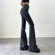 Retro tight-fitting butt-hugging high-waisted lengthened jeans stretch slimming slightly flared supermodel pants large bell-bottomed floor-length pants for women