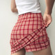 European and American plaid hip skirt ins blogger style anti-exposure skirt retro girly high waist slit short skirt for women