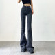 Retro tight-fitting butt-hugging high-waisted lengthened jeans stretch slimming slightly flared supermodel pants large bell-bottomed floor-length pants for women