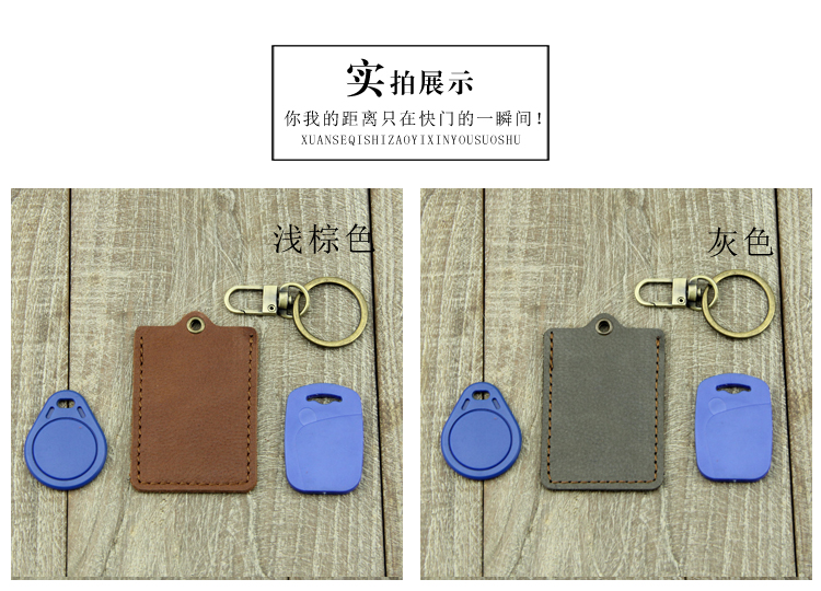 Bộ thẻ kiểm soát truy cập bằng da bò handmade Bộ thẻ kiểm soát truy cập mini bao gồm thẻ xe buýt nhỏ đặt thẻ ID ID bộ móc khóa ví đựng tiền