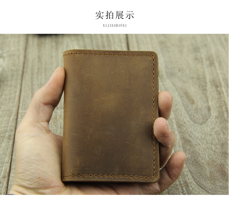 Điên ngựa bằng da hình ảnh chủ thẻ ảnh nam lớp da ví tiền xu đầu tiên Gói thẻ mini nữ siêu mỏng - Chủ thẻ ví da