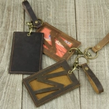 Ретро кожаный чехол для проездного и картхолдер ручной работы, брелок, воловья кожа