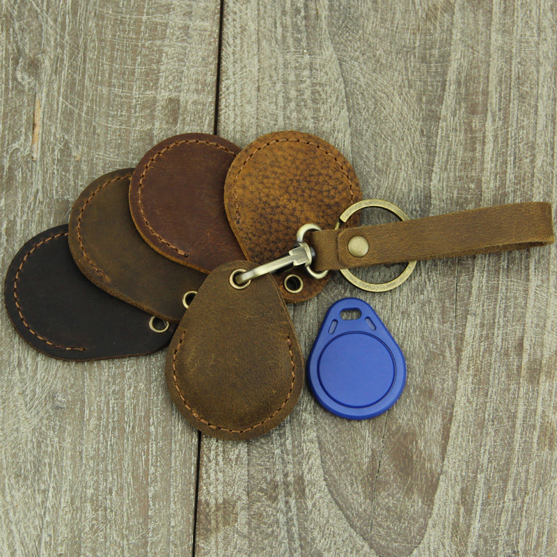 Handmade cowhide crazy horse leather access control card attendance card set induction card set business card package IC card set magnetic card set