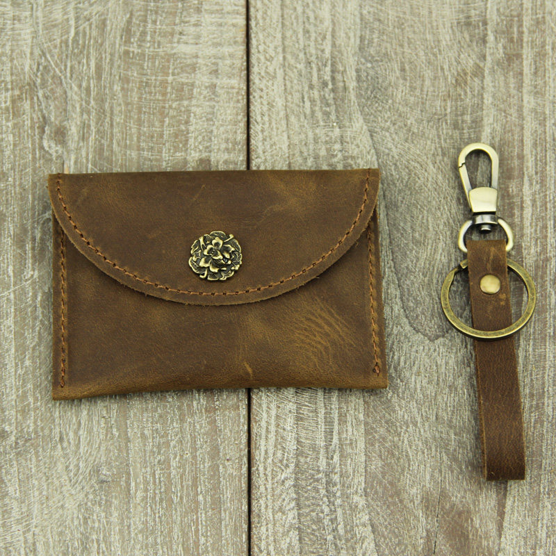 Original bull skin bag multi - functional retro - hand - hand change package coin package subway bus card bag