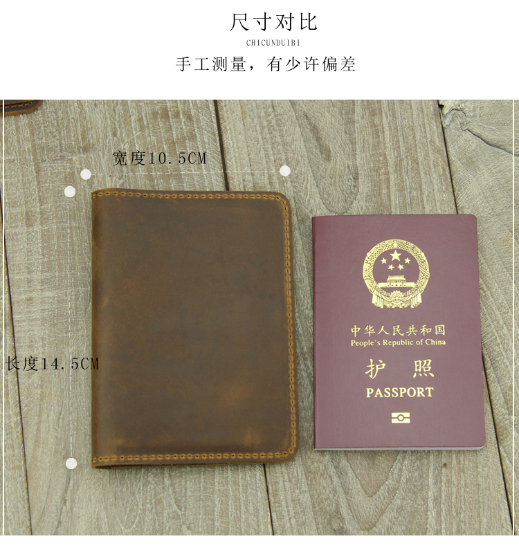Túi da hộ chiếu handmade Vintage crazy ngựa du lịch giữ hộ chiếu đa chức năng chủ thẻ gói du lịch gói ví đựng giấy tờ cá nhân