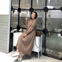 ALIN custom large size women's large size autumn women's fat mm long dress pleated Han Feng Xianqi skirt