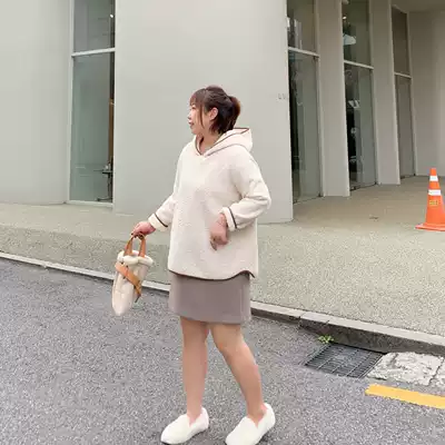 ALIN custom large size sweater women loose fat mm2019 autumn and winter new foreign pie age reduction curly hooded coat tide