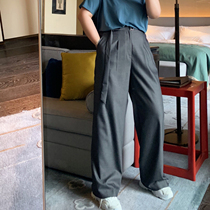 ALIN custom large size women's suit wide leg pants fat mm2020 spring summer new loose hip thigh thick pants