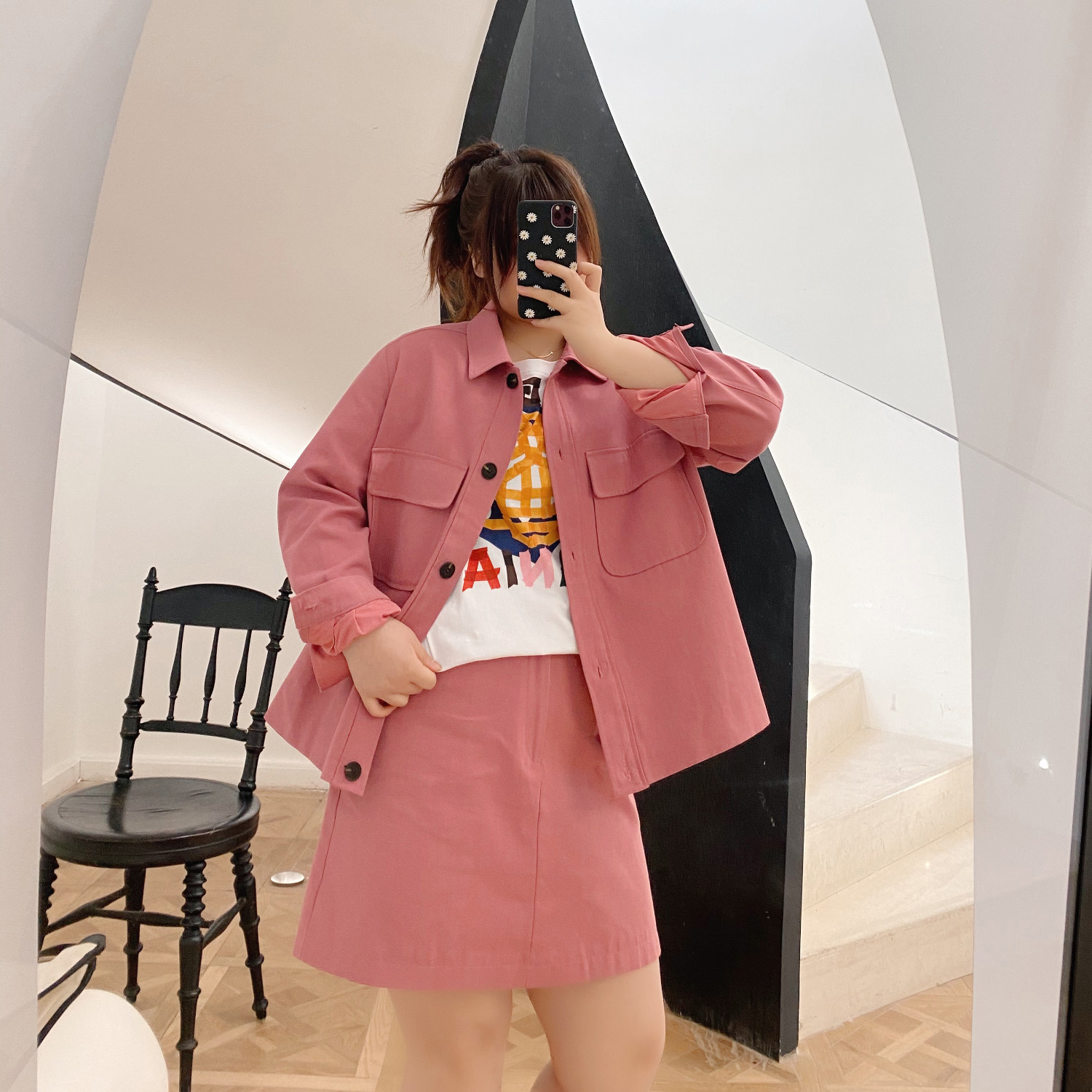 ALIN custom large size women's skirt suit autumn 2020 fat mm slim all-match short skirt work jacket