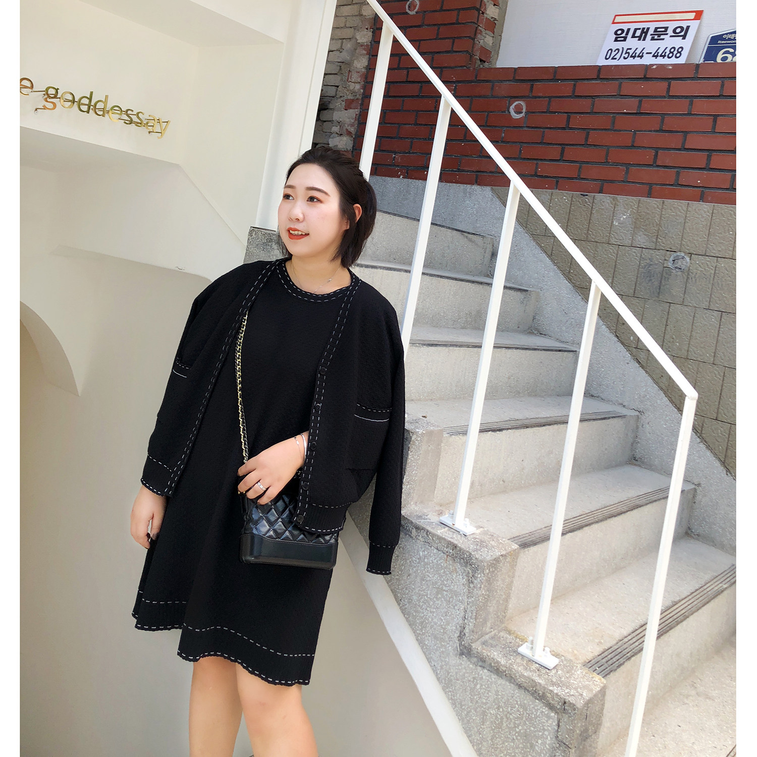 ALIN Custom large size SIZE KNIT Slim Suit Fat mm2020 Fall New Temperament Broadlegged Pants Three Suits