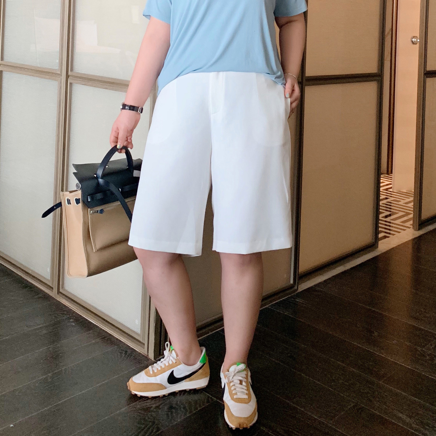 ALIN custom large size women's suit shorts summer 2020 new fat sister loose and thin wide-leg five-point pants