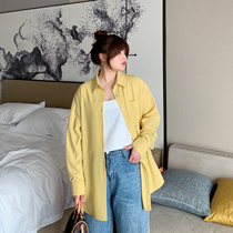 ALIN custom large size shirt women fat mm Korean version of loose design feeling small crowd outside jacket long Joker shirt