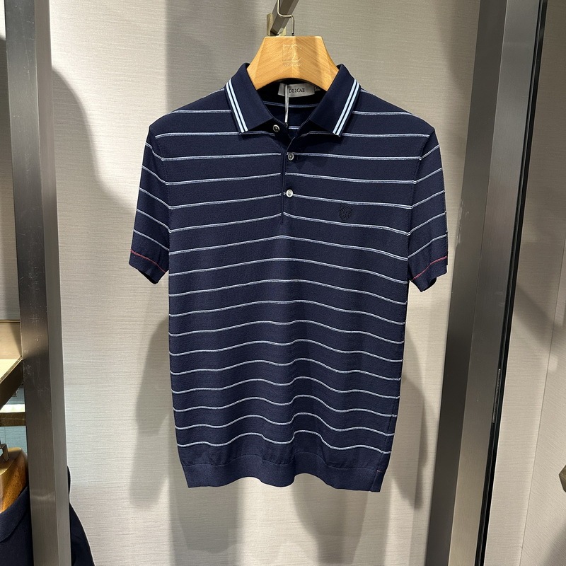 Special Offer! Deicae Spring/Summer Striped Casual Turn-Down Collar Short-Sleeve T-Shirt 181111010 Tag Price 1990Dt