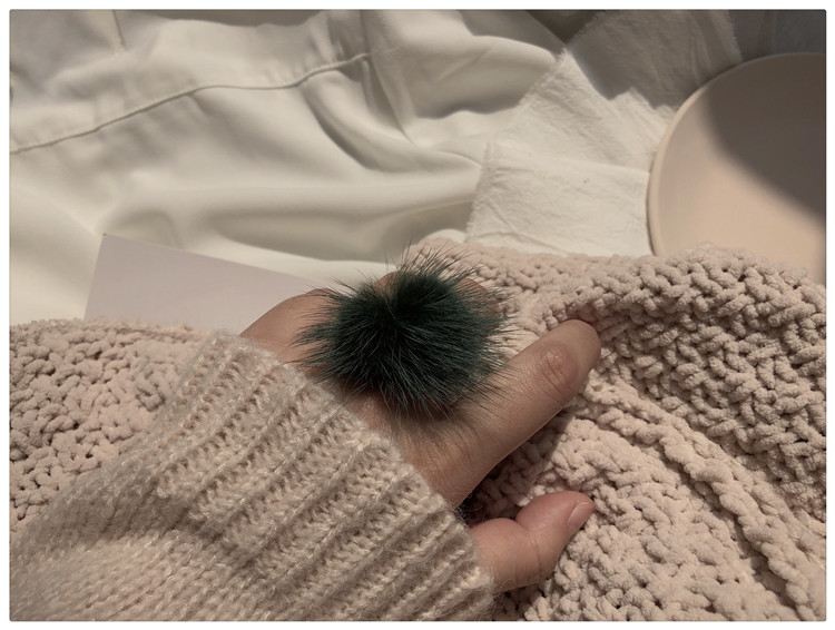 Hàn Quốc mùa thu và mùa đông nước ấm 貂 tóc bóng tròn mở tóc bóng tròn cá tính fluffy lưới phụ nữ thủy triều đỏ nhẫn cưới doji