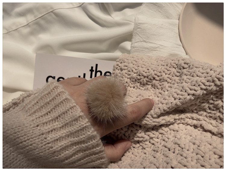Hàn Quốc mùa thu và mùa đông nước ấm 貂 tóc bóng tròn mở tóc bóng tròn cá tính fluffy lưới phụ nữ thủy triều đỏ nhẫn cưới doji
