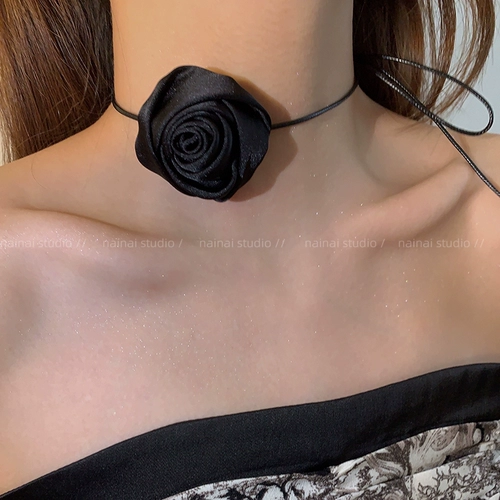 Ретро черное ожерелье, цепочка до ключиц, чокер, ремень, 8 цветов, в цветочек, французский стиль