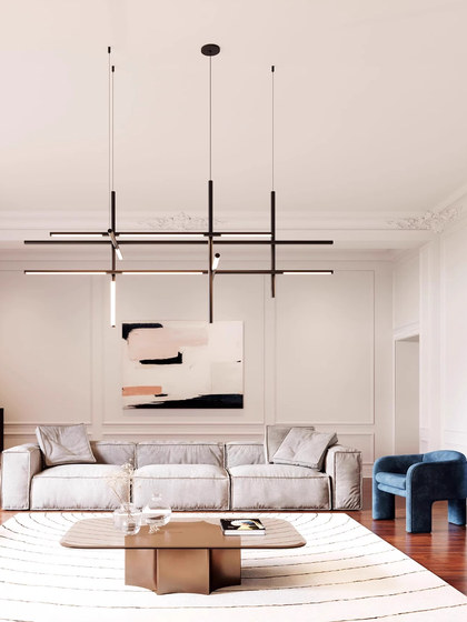 Italian Designer Combination Pendant Light for Villa Duplex Living Room Dining Table Led Modern Linear Staircase Light