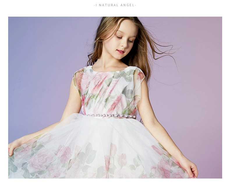 Ai An 玖 mùa xuân và mùa hè cô bé váy công chúa kiểu tây fluffy trẻ em váy công chúa váy hoa cô gái váy váy - Váy trẻ em