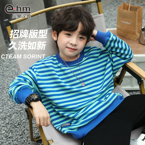 小象汉姆 Летняя одежда, толстовка, детский базовый приятный телу весенний лонгслив, в корейском стиле