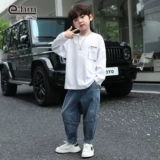 小象汉姆 Летняя одежда, детский белый базовый приятный телу хлопковый весенний антибактериальный лонгслив