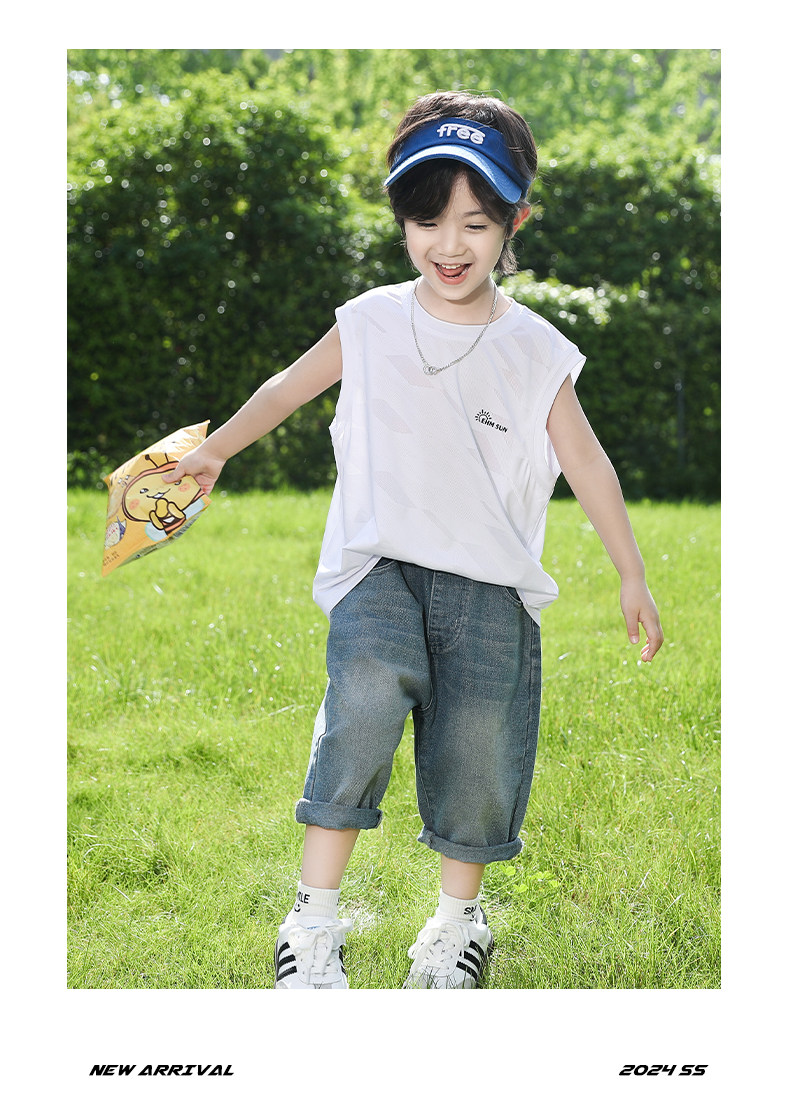 小象汉姆童装男童运动背心2026新款儿童夏季网眼速干透气无袖T恤 — 35