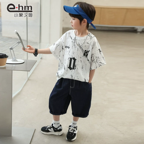 小象汉姆 Летняя одежда, хлопковая детская футболка, в западном стиле
