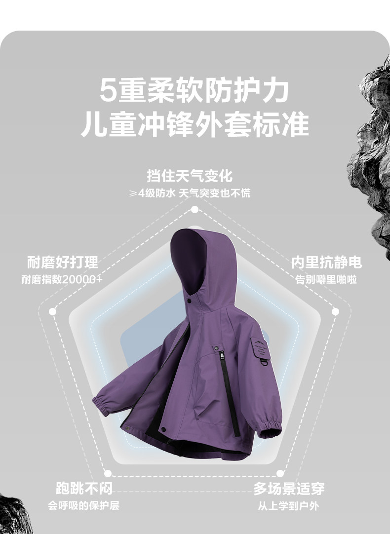 小象汉姆童装儿童山系探险软壳冲锋外套男童防水服2026秋装新款潮 — 5