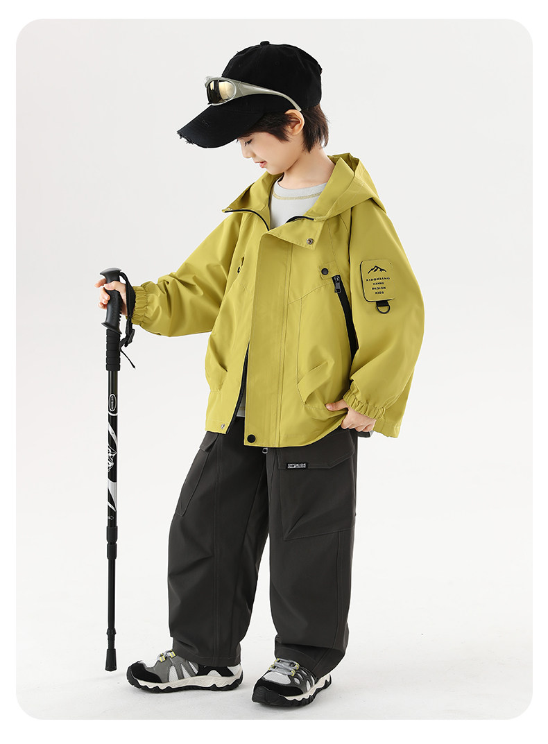 小象汉姆童装儿童山系探险软壳冲锋外套男童防水服2026秋装新款潮 — 44