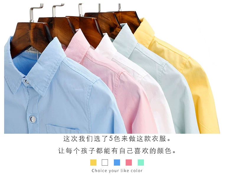 Quần áo bé trai cho bé trai Áo sơ mi dài tay trẻ em cotton bé trai lớn bé trai áo sơ mi trắng 2018 xuân áo bé trai