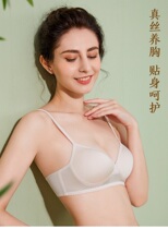 Underwear Female large breasts with small breasts coalestations without steel ring mulberry silk nude color ultra-thin 2021 Summer no-mark bra cover