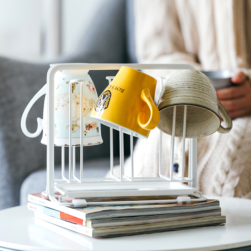 Japan ASVEL NOT EMBROIDERED STEEL CUP RACK WHITE EUROPEAN STYLE CUP HOLDER METAL HOME PAIL SHELF WATER GLASS RACK