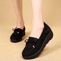 2021 spring and summer new old Beijing cloth shoes muffin thick-soled peas shoes middle-aged and elderly mother shoes work shoes womens singles shoes