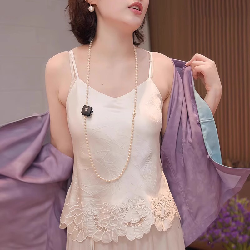 Ammadge Lace-Trimmed New Chinese-Style Camisole for Women 2026 New Summer Mulberry Silk Satin Base Layer Top