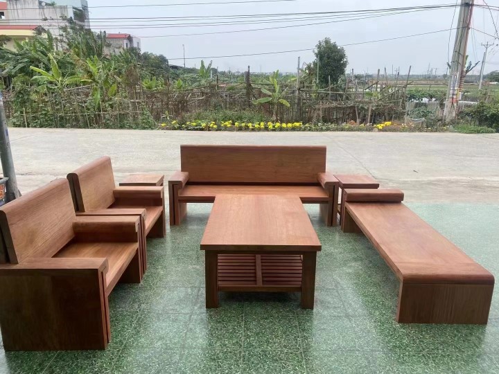 Vietnam red wood furniture big fruit purple sandalwood Myanmar flowers pear semi-finished Ming style large plate sofa 7 pieces