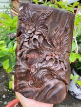 Vietnam mahogany red sour branch handicraft Lao sour branch pen holder with good frieze tip whole wood old material oily good