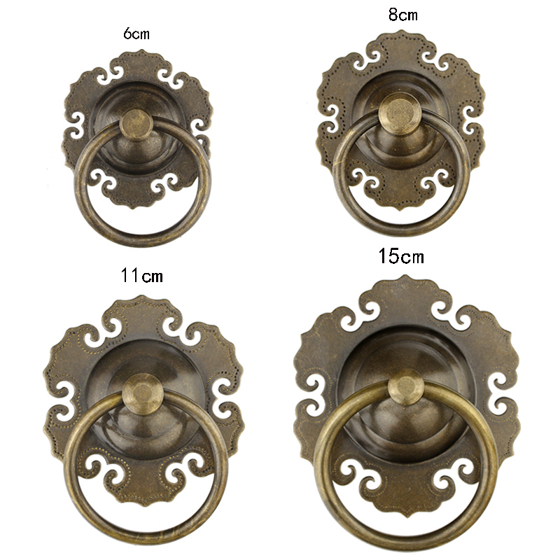Special price Chinese antique bronze carved antique window sash door to the door ring ring pure copper door cymbal Ruyi handle