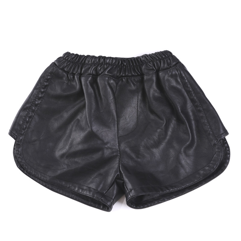 Girl's skin shorts spring and autumn children's pants in children's pants wear little girl pu leather fashion outside