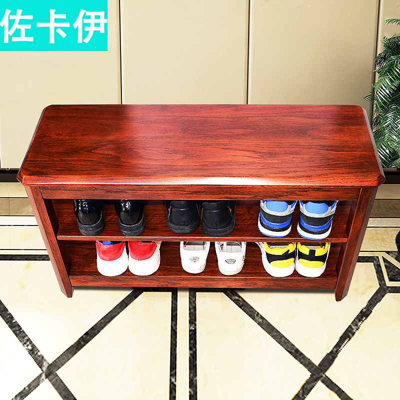 Full solid wood changing shoes stool doorway home children wearing shoes stool three layers of baking lacquered with sitting shoe cabinet early to teach long strip stools