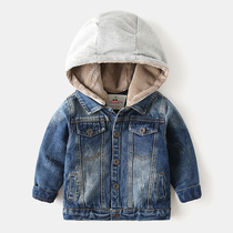 Velvet childrens denim jacket thickened baby winter denim 2020 new childrens clothing boys  western style jacket tide
